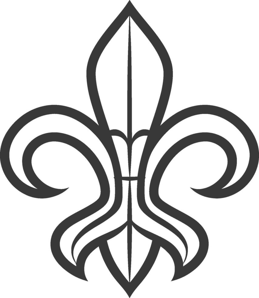 Black and White Line Drawing of a Fleur de lis vector
