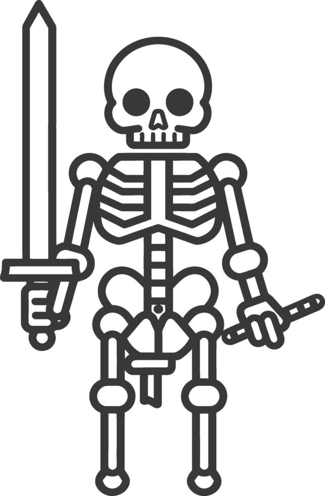 Skeleton Warrior Holding Sword and a Staff vector