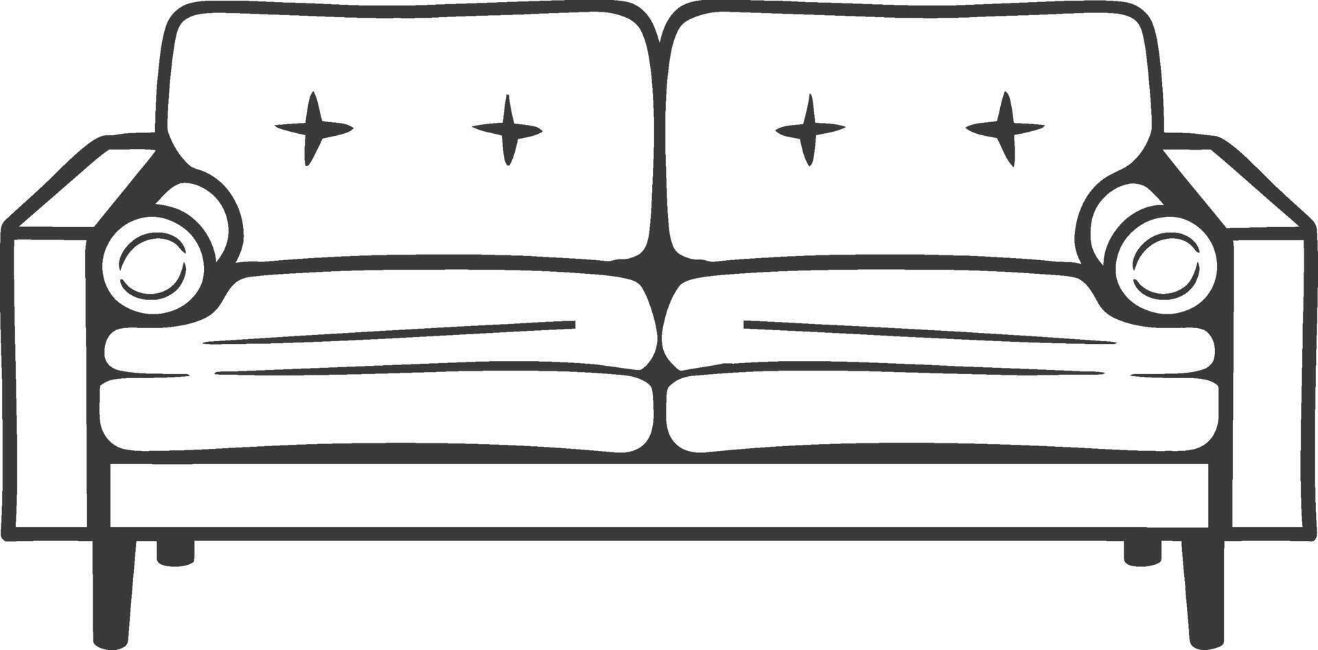 Black and White Line Drawing of a Modern Sofa vector
