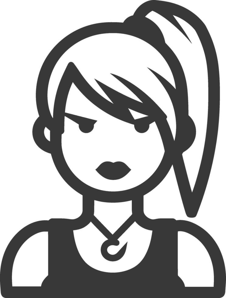 Black and White Illustration of a Female Character with a Hook Necklace vector