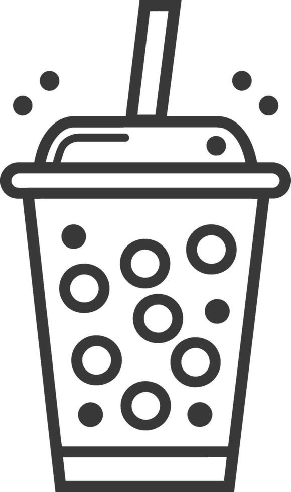 Black and White Line Drawing of a Bubble Tea Cup with a Straw vector