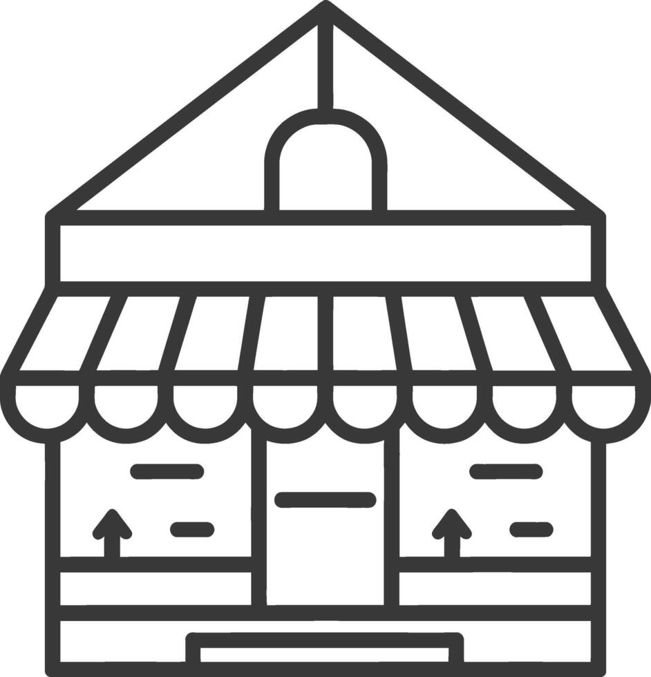 Black and White Line Drawing of a Shop Building vector