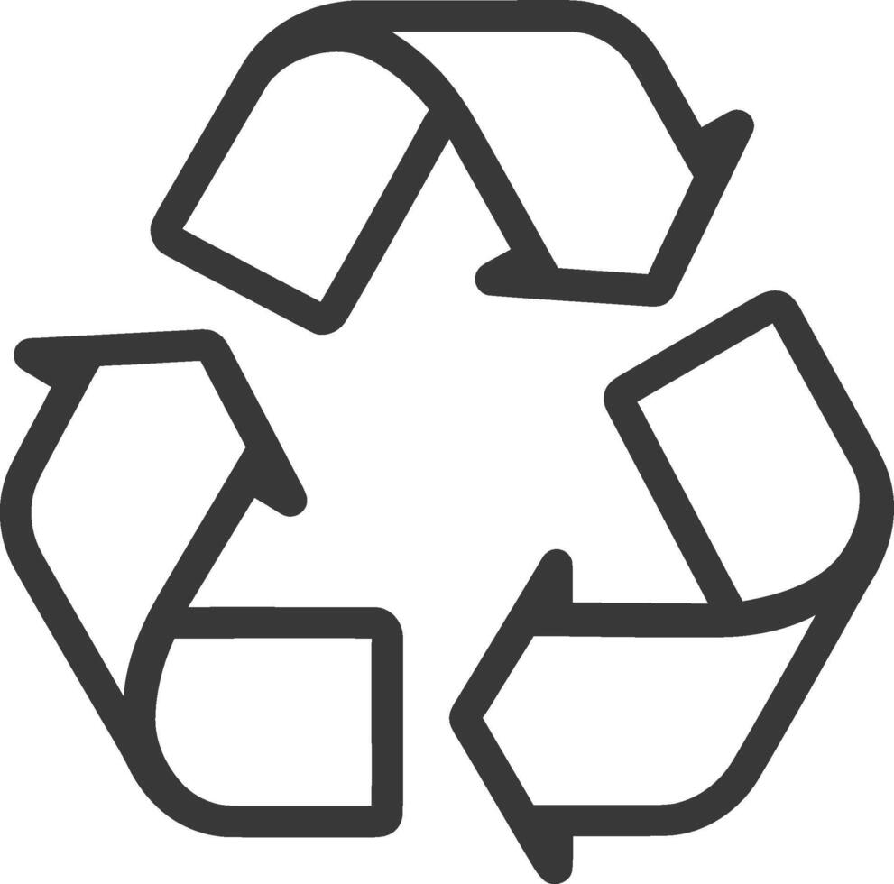 Black and white line drawing of a recycle symbol vector