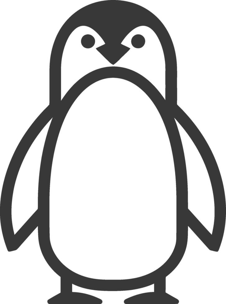 Black and white line art illustration of a penguin vector