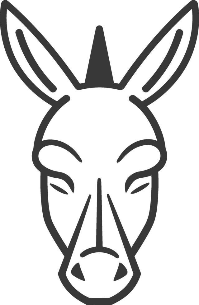 Black and White Line Drawing of a Donkeys Head vector