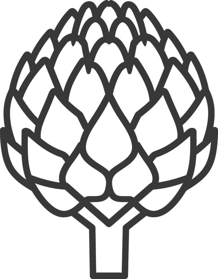 Black and White Line Drawing of an Artichoke vector