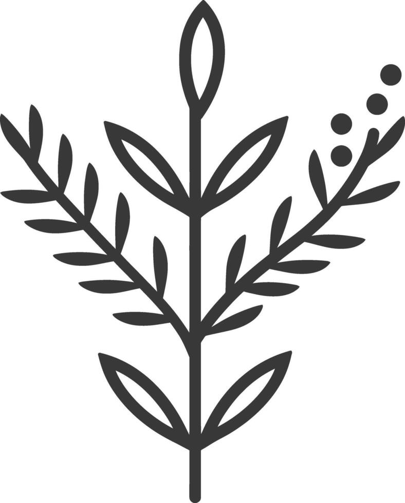 Black and White Line Drawing of a Plant with Berries vector