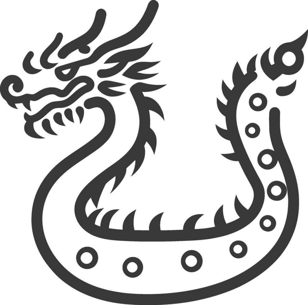 Black and White Line Art Dragon Boat Illustration vector