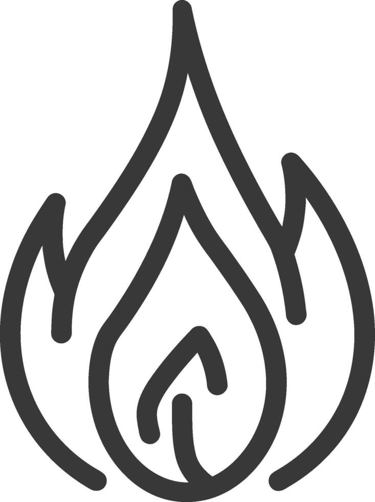 Black and White Line Drawing of a Flame vector