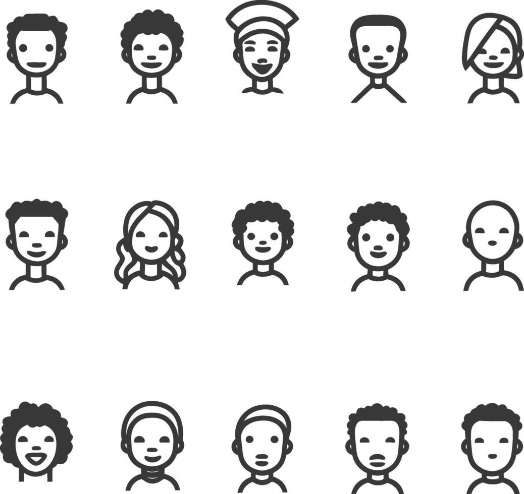 A set of black and white icons of people vector