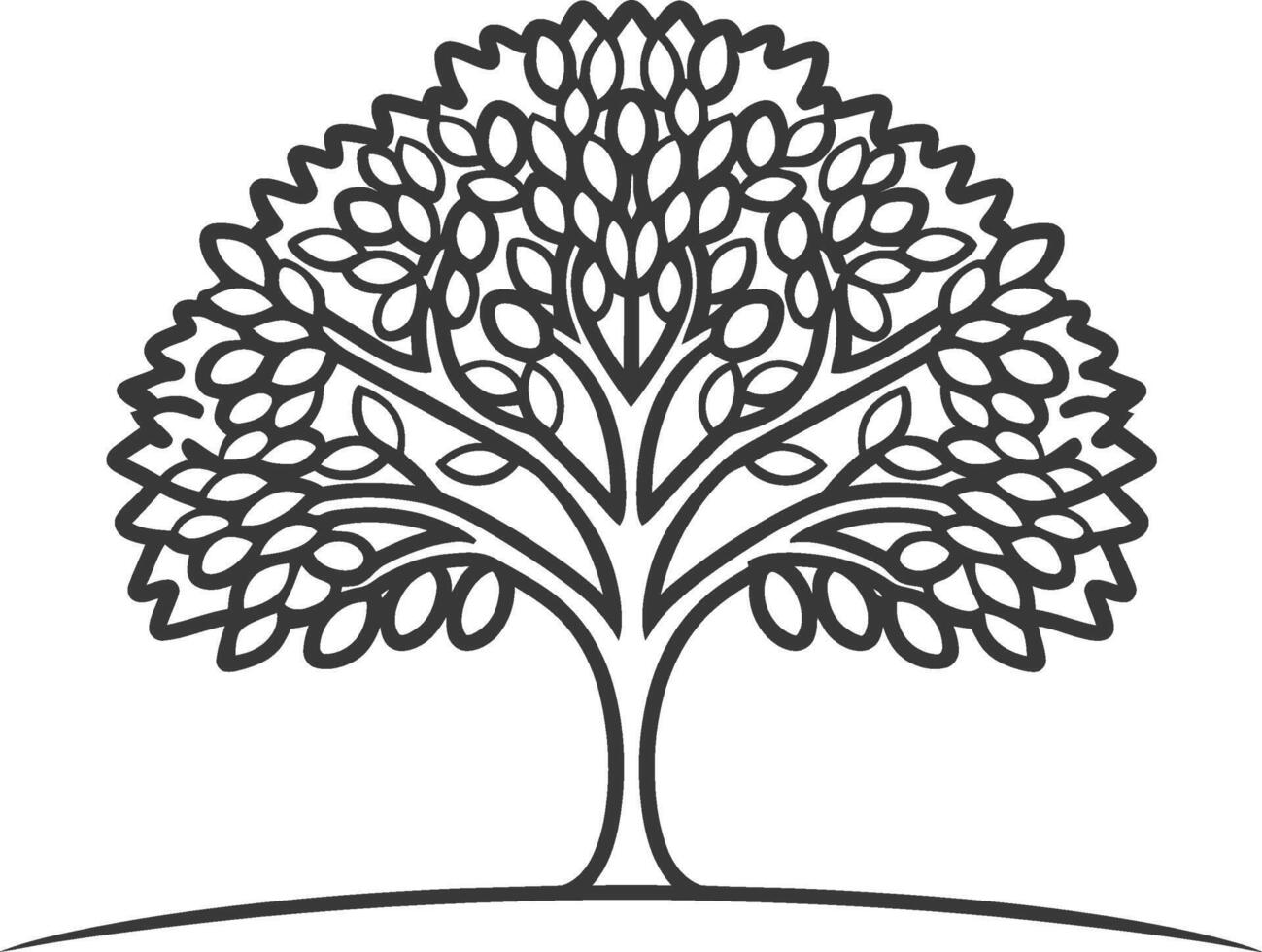 Stylized Black and White Illustration of a Tree vector