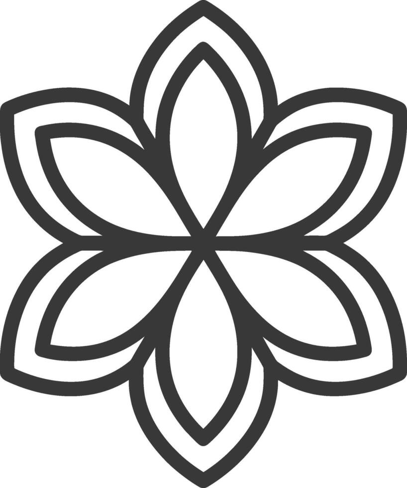 Stylized Black and White Flower with Six Petals vector
