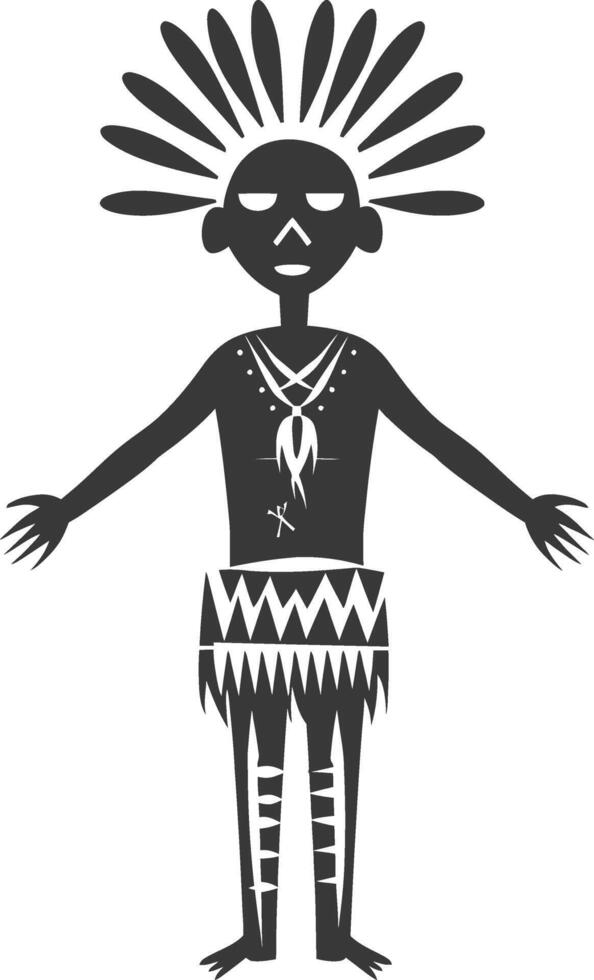 Stylized Black and White Illustration of a Tribal Person vector