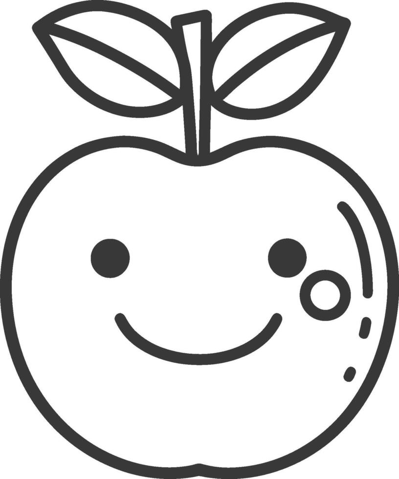 Smiling Apple with Leaves and Stem vector