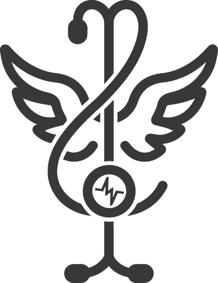 Stethoscope with Wings and Heartbeat Symbol vector