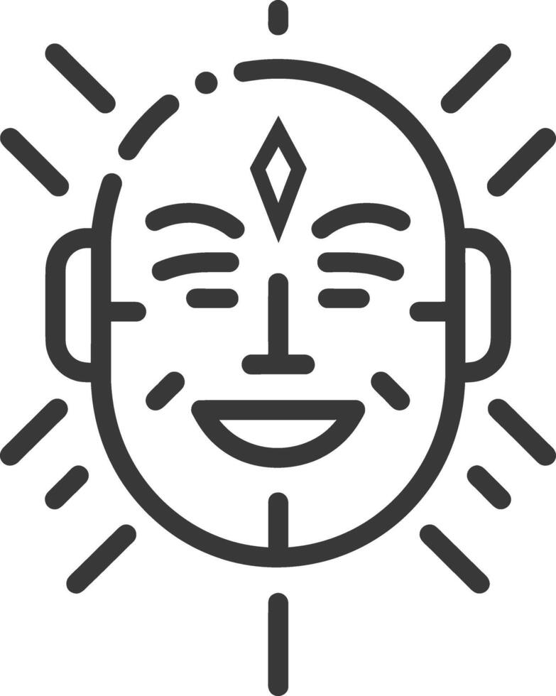 Smiling Face with Third Eye and Radiating Lines vector