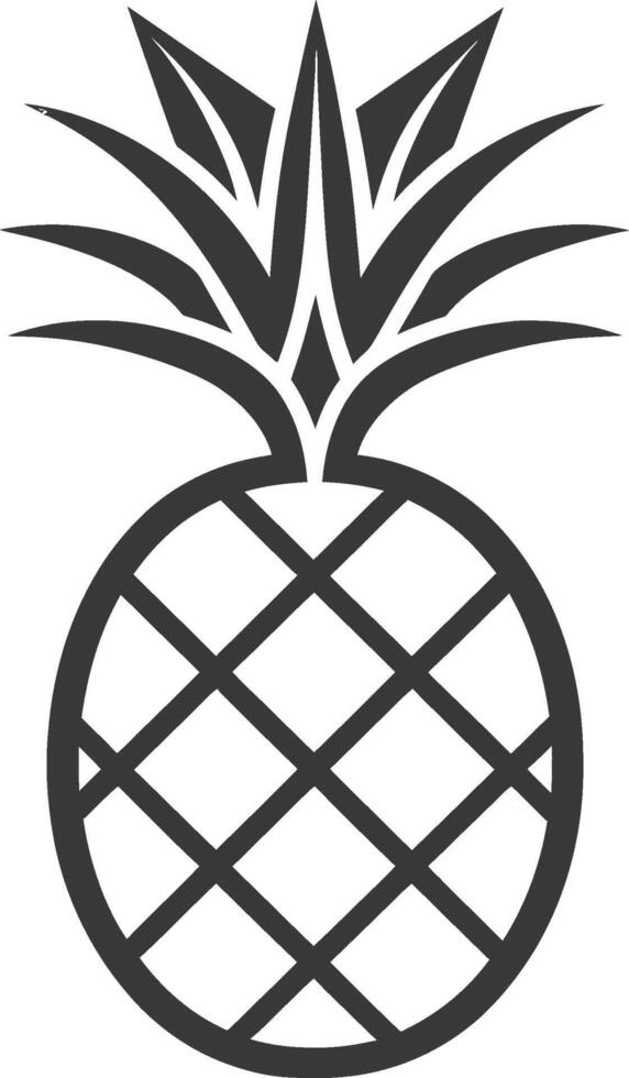 A pineapple is shown in a black and white illustration vector