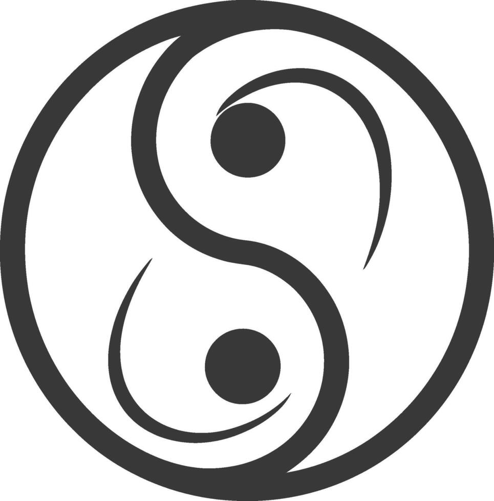 Yin yang symbol, black and white vector