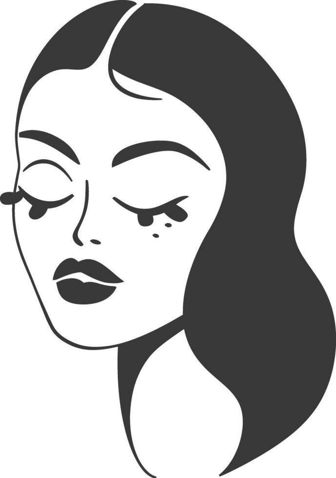 A black and white illustration of a woman's face vector