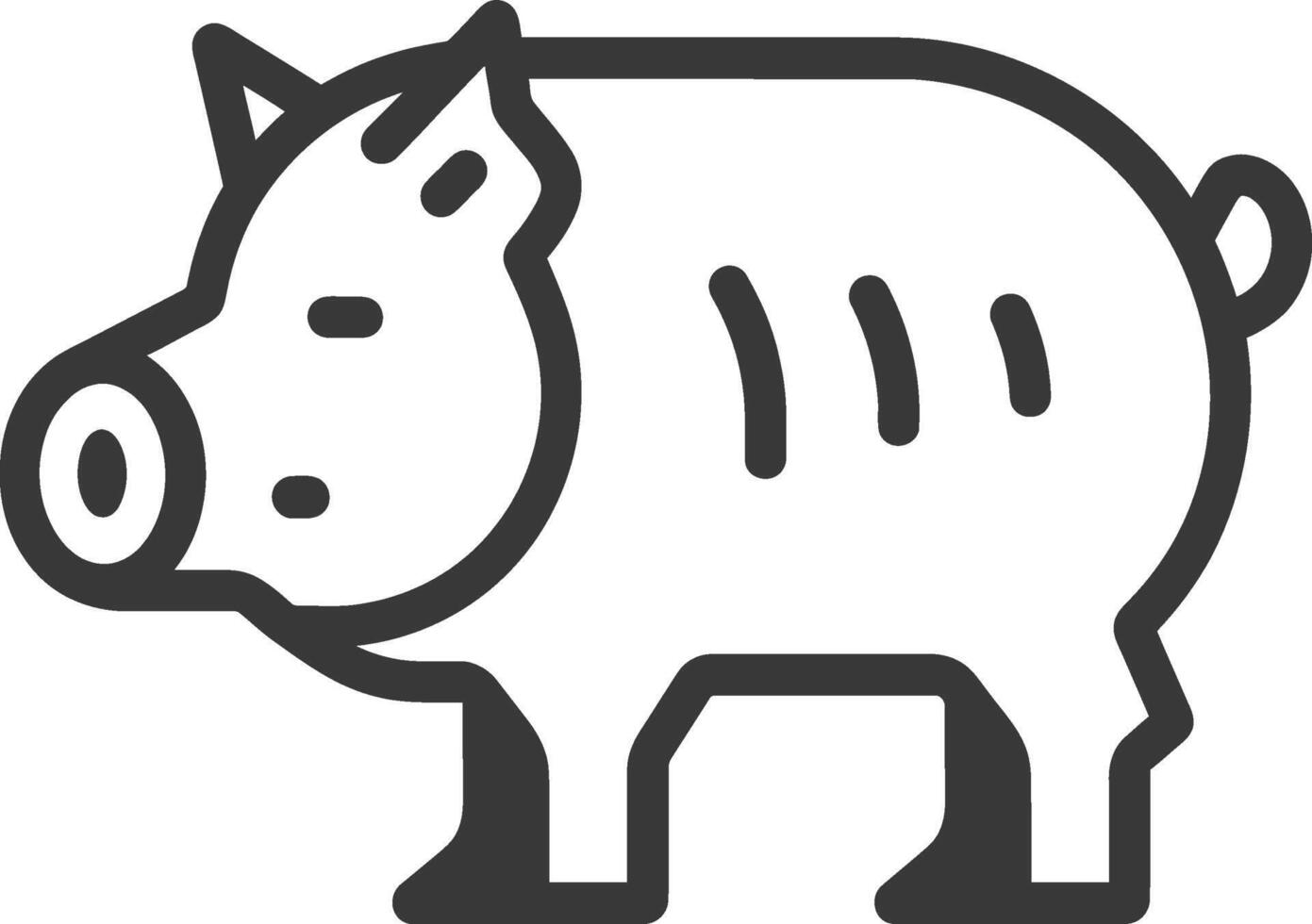 A black and white pig icon on a white background vector