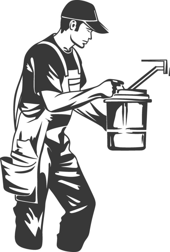 A man with a bucket and paintbrush vector