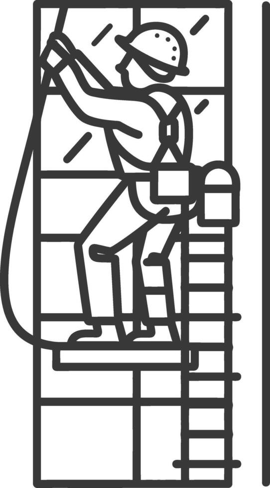 A man is climbing up a ladder and holding a rope vector
