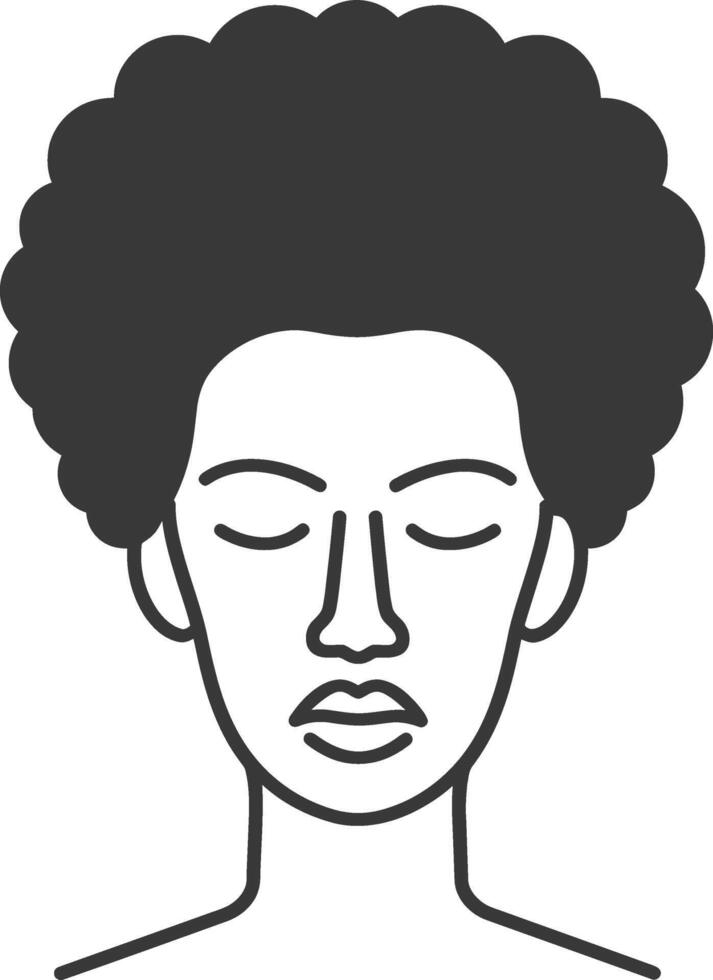 An illustration of a woman's face with an afro vector