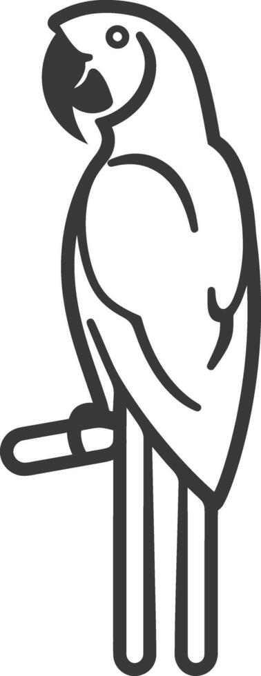 A black and white drawing of a parrot vector