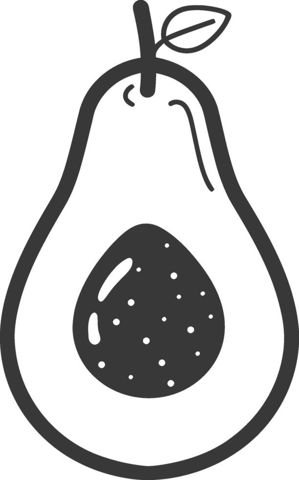 A pear is shown in a black and white drawing vector