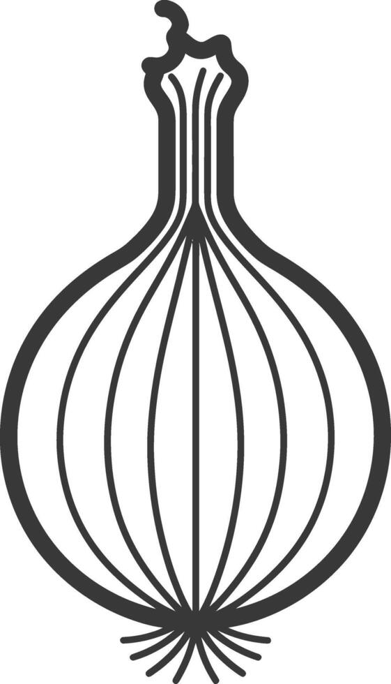 An onion is shown in a black and white illustration vector