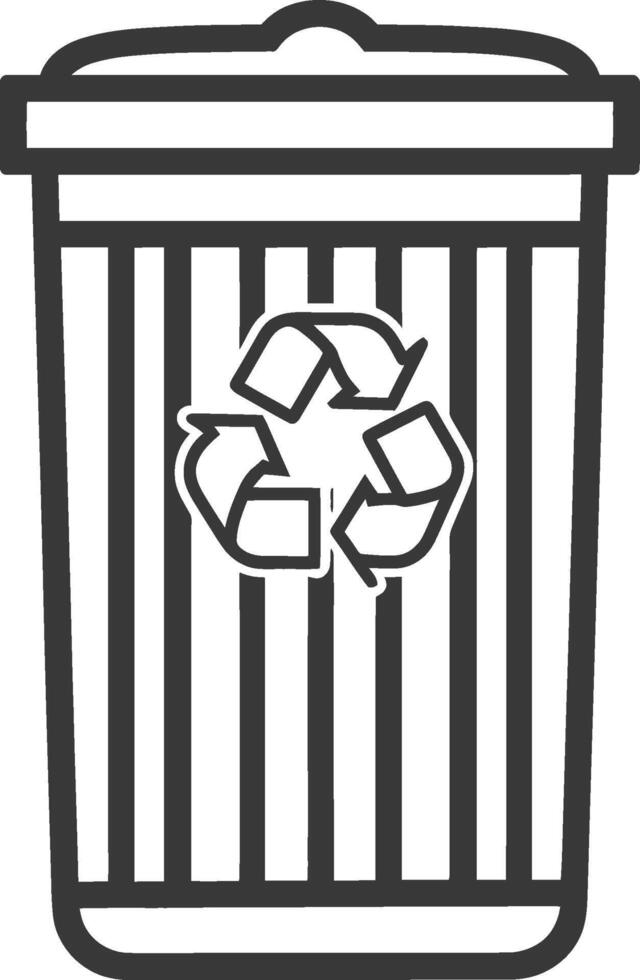 A black and white trash can with a recycling symbol vector