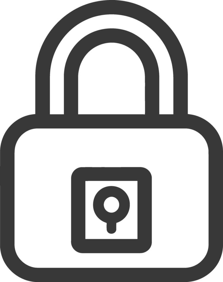 A black and white icon of a padlock vector
