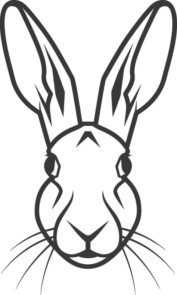 A rabbit head is shown in black and white vector