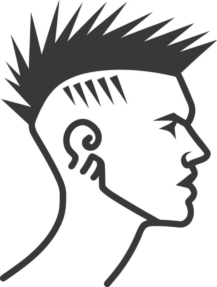 A man with a mohawk haircut is shown in silhouette vector
