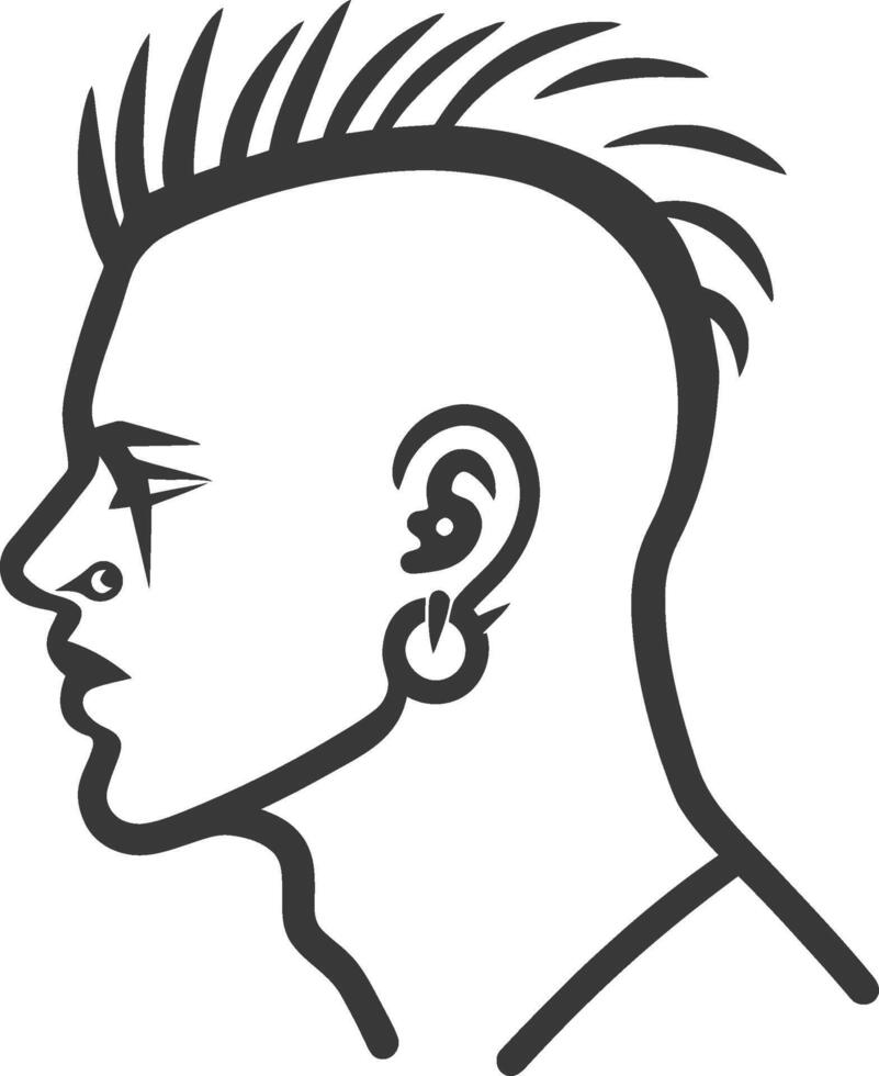 A man with a mohawk and ear piercings vector