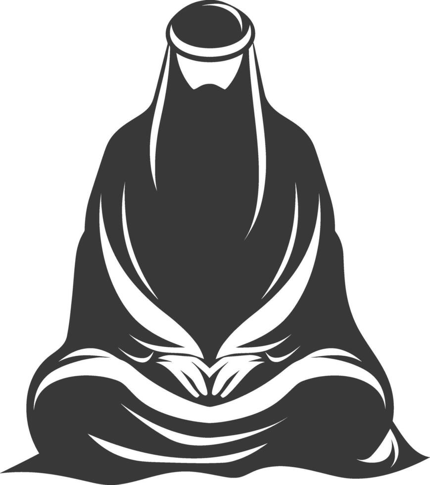 Arabic woman sitting in the lotus position illustration vector