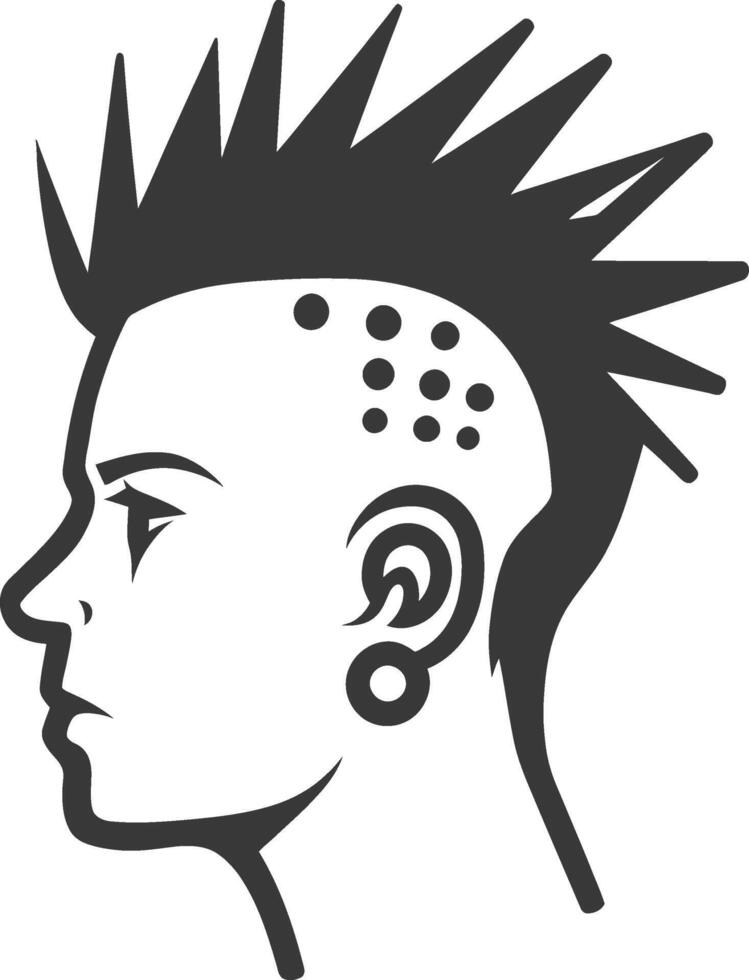 A silhouette of a woman with a mohawk vector