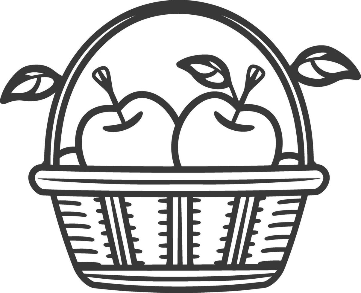 Basket with apples illustration vector