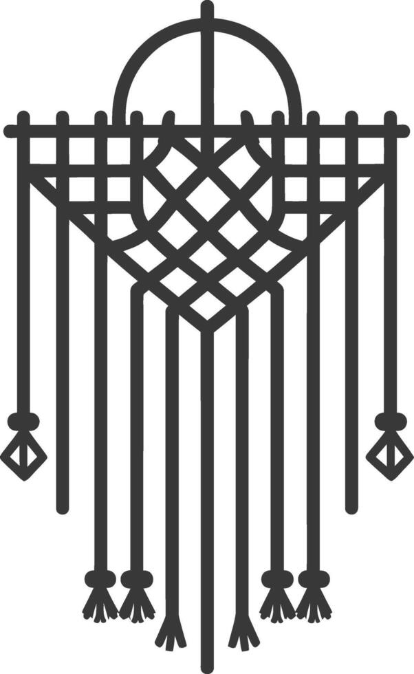 A black and white illustration of a dream catcher vector