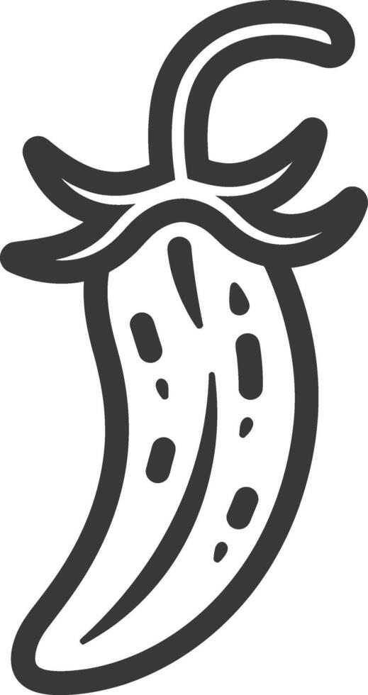 A black and white illustration of a chili pepper vector