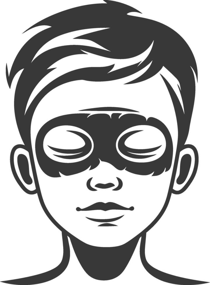 A boy in a mask with eyes closed vector