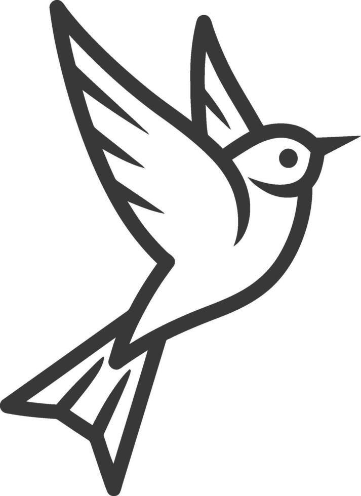 A black and white drawing of a hummingbird vector