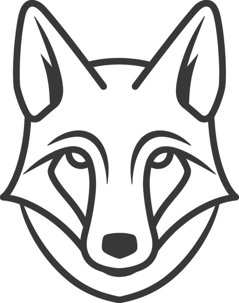A black and white drawing of a fox's head vector
