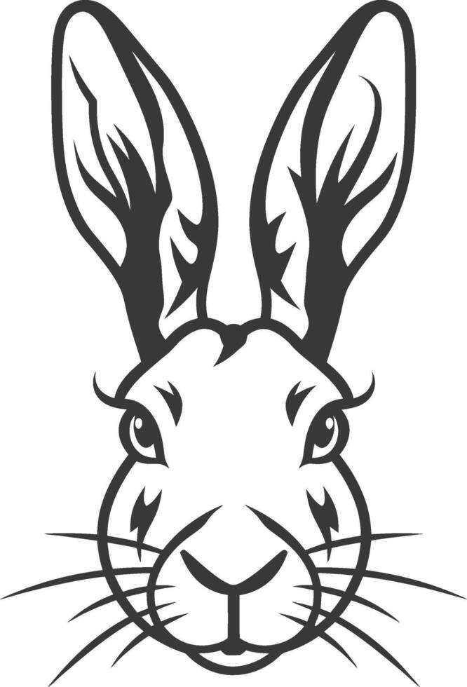 A black and white drawing of a rabbit's head vector