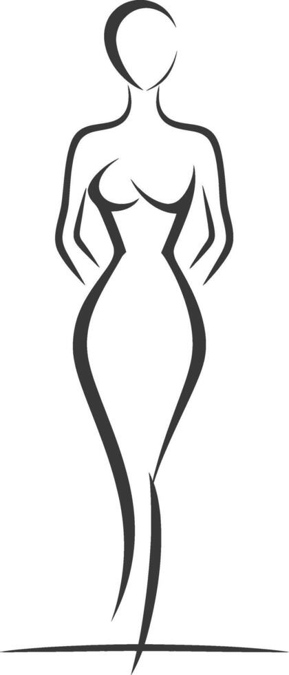 A silhouette of a woman in a dress vector