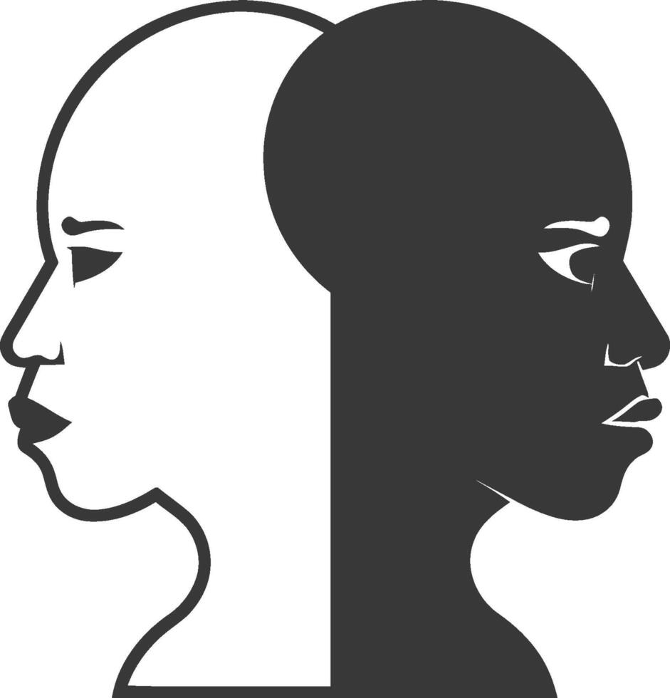 Two black and white silhouettes of a man and woman vector