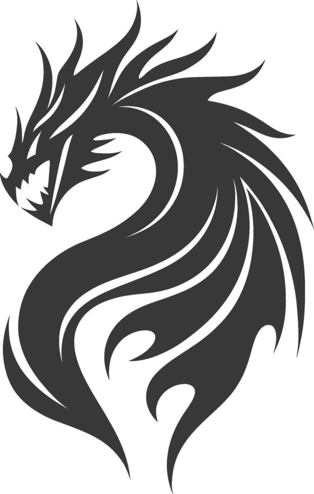 A black and white dragon head on a white background vector