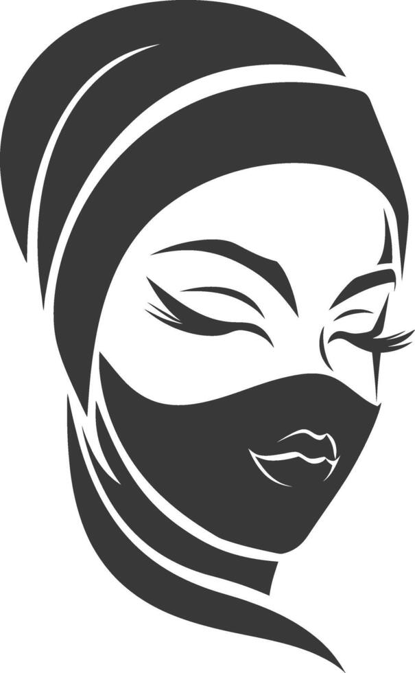 A woman in a headscarf with her eyes closed vector