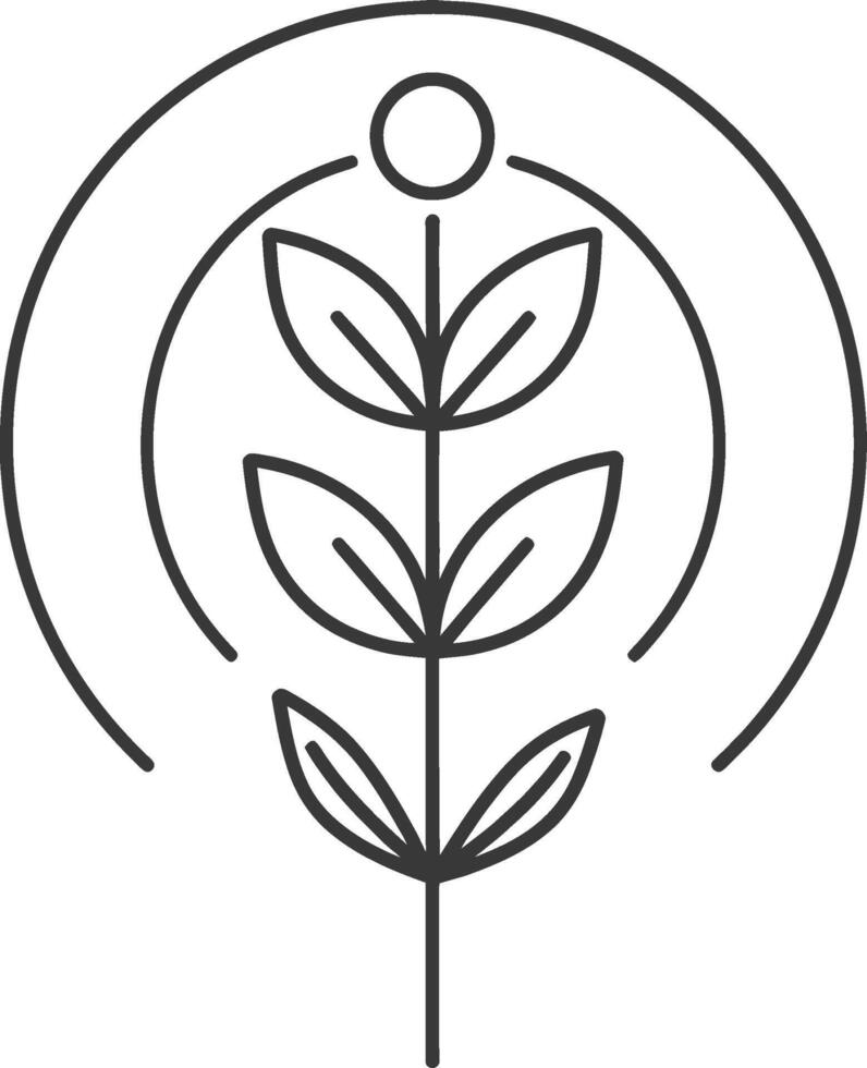 A black and white logo for a plant vector