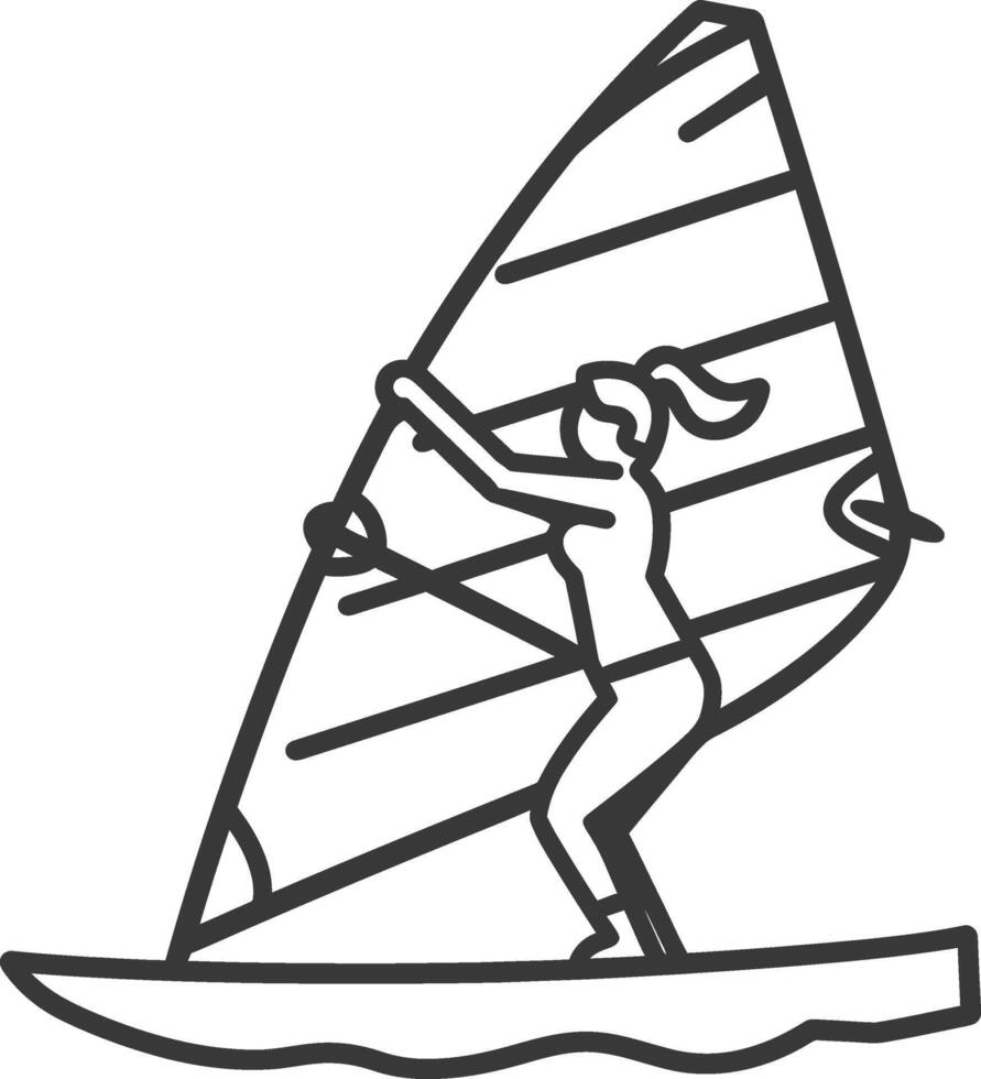 A woman is windsurfing on a sailboat vector